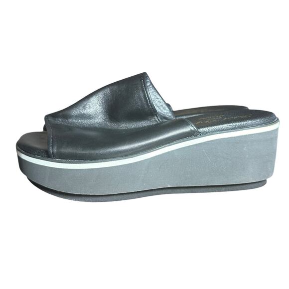 Robert Clergerie Black Leather Platform Slide Sandals Size 37.5 / US 7 - Picture 6 of 11